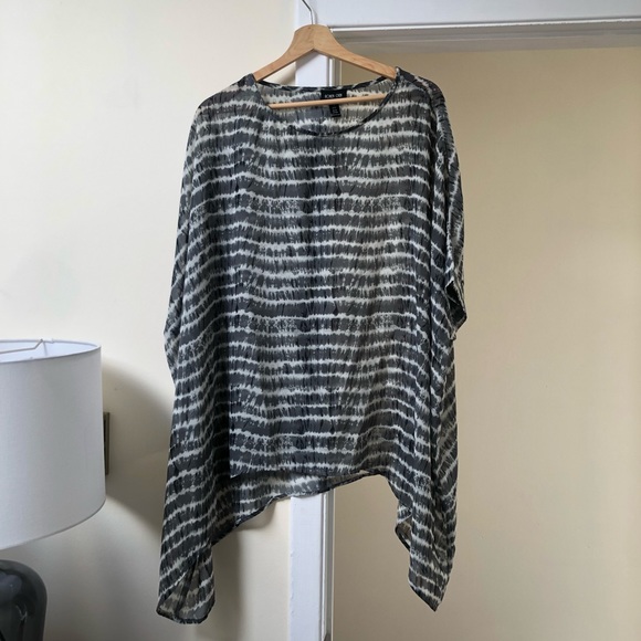 Ronen Chen ‘Emma’ oversized drape Top in Neptune Print (tiedye grey/black/white) - Picture 5 of 13